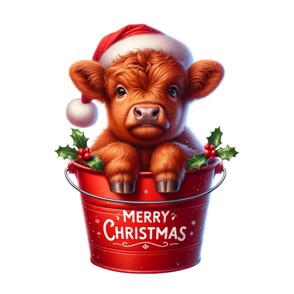 Cozy highland cow Christmas DTF transfer, pattern XMAS1491-9