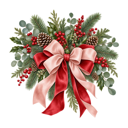 Cozy Christmas watercolor DTF transfer, pattern XMAS1492-10