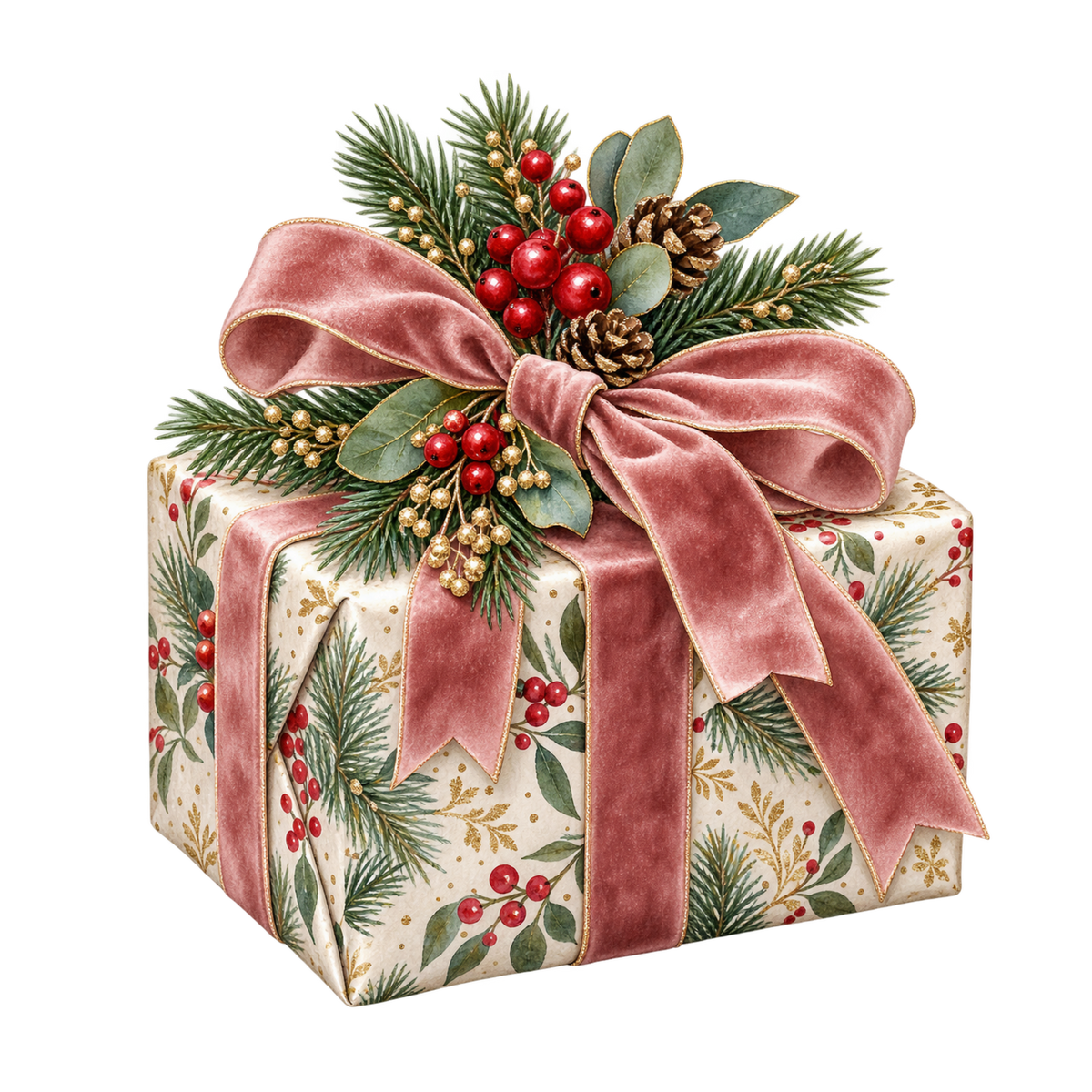 Cozy Christmas watercolor DTF transfer, pattern XMAS1492-11