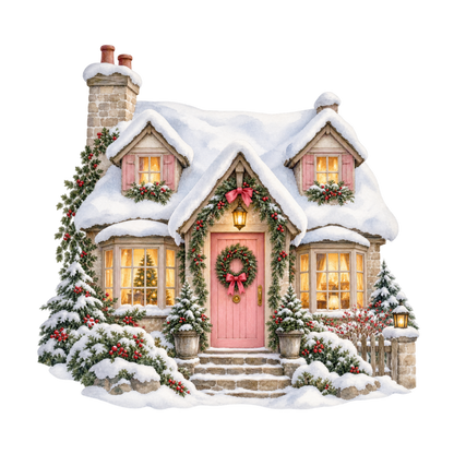 Cozy Christmas watercolor DTF transfer, pattern XMAS1492-18
