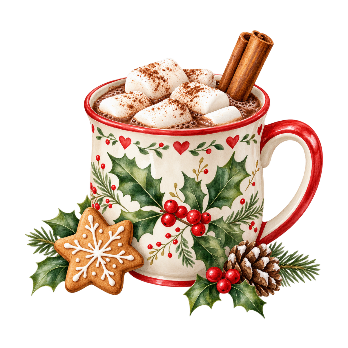 Cozy Christmas watercolor DTF transfer, pattern XMAS1492-21