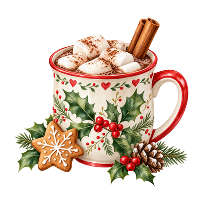 Cozy Christmas watercolor DTF transfer, pattern XMAS1492-21