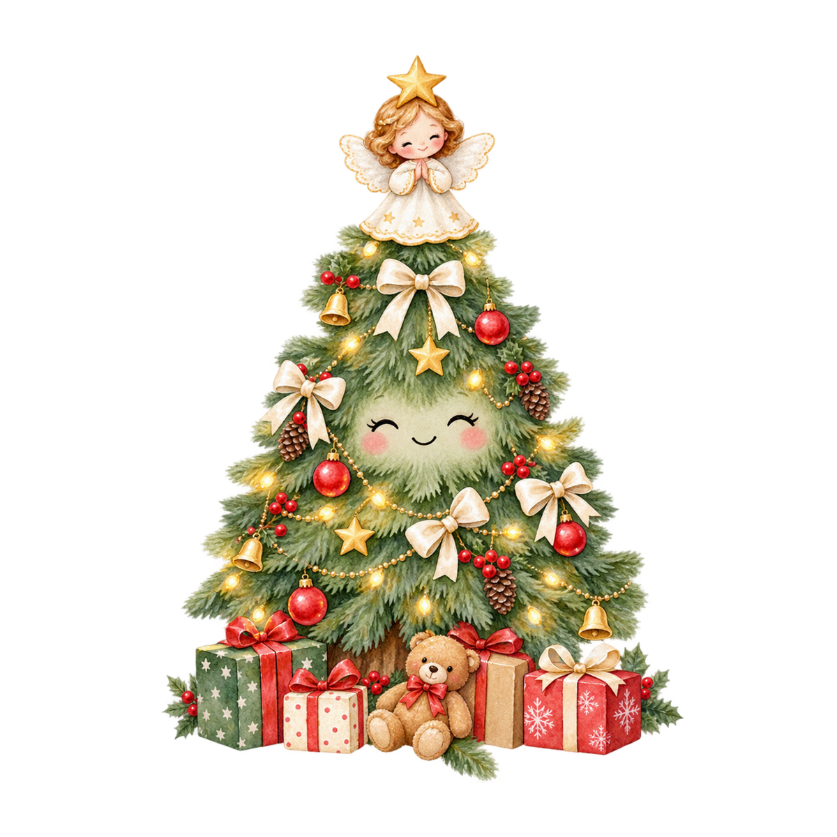 Cozy Christmas watercolor DTF transfer, pattern XMAS1492-22