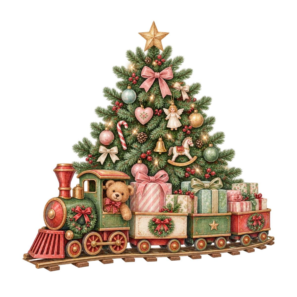 Cozy Christmas watercolor DTF transfer, pattern XMAS1492-23