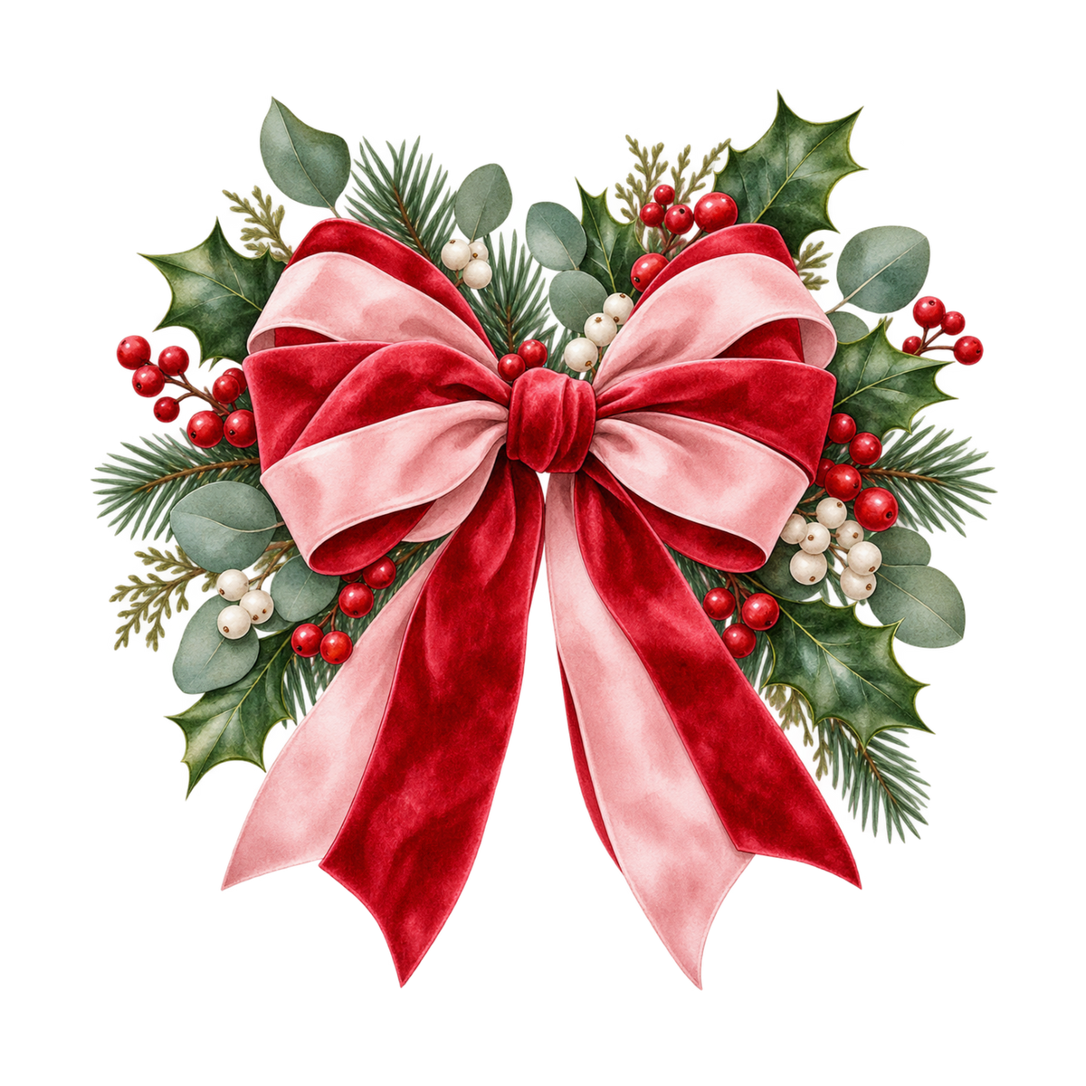 Cozy Christmas watercolor DTF transfer, pattern XMAS1492-25
