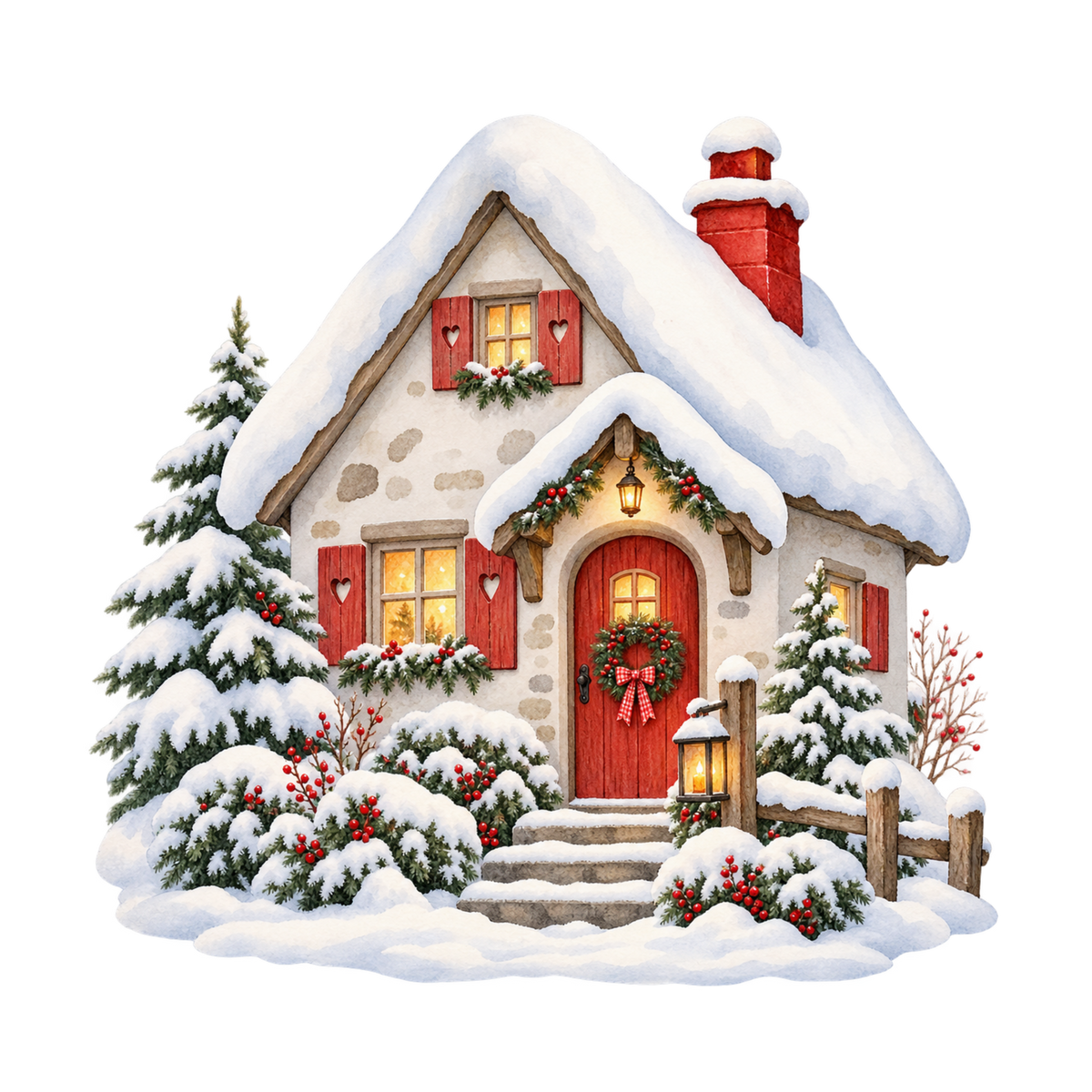 Cozy Christmas watercolor DTF transfer, pattern XMAS1492-27