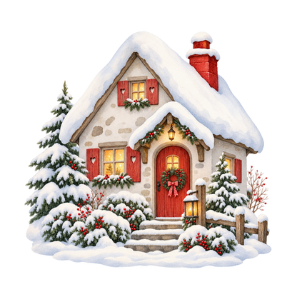Cozy Christmas watercolor DTF transfer, pattern XMAS1492-27