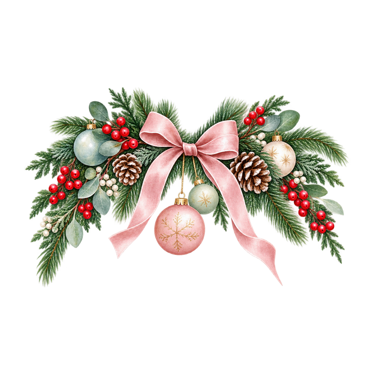 Cozy Christmas watercolor DTF transfer, pattern XMAS1492-28