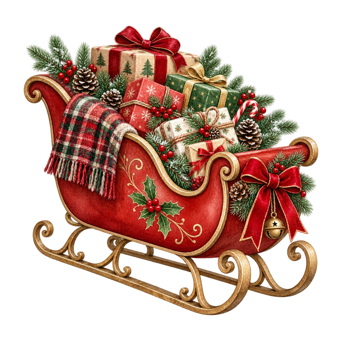 Cozy Christmas watercolor DTF transfer, pattern XMAS1492-4