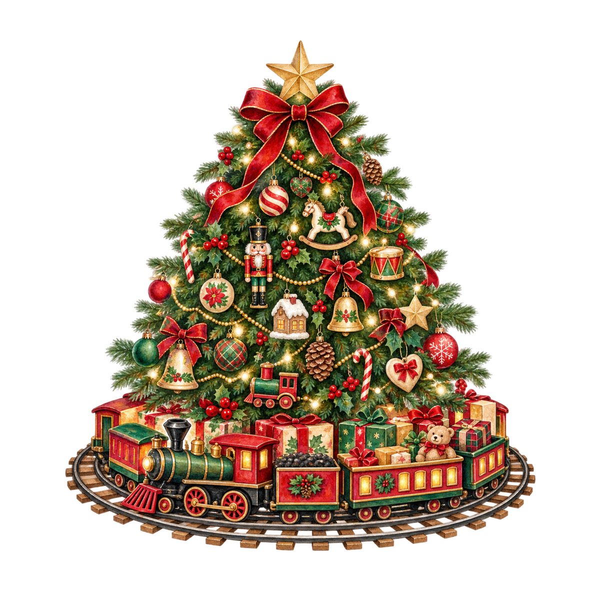 Cozy Christmas watercolor DTF transfer, pattern XMAS1492-6