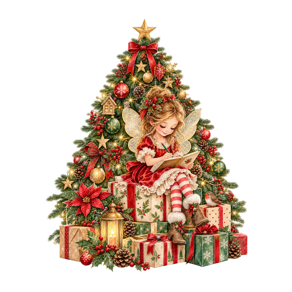 Cozy Christmas watercolor DTF transfer, pattern XMAS1492-7