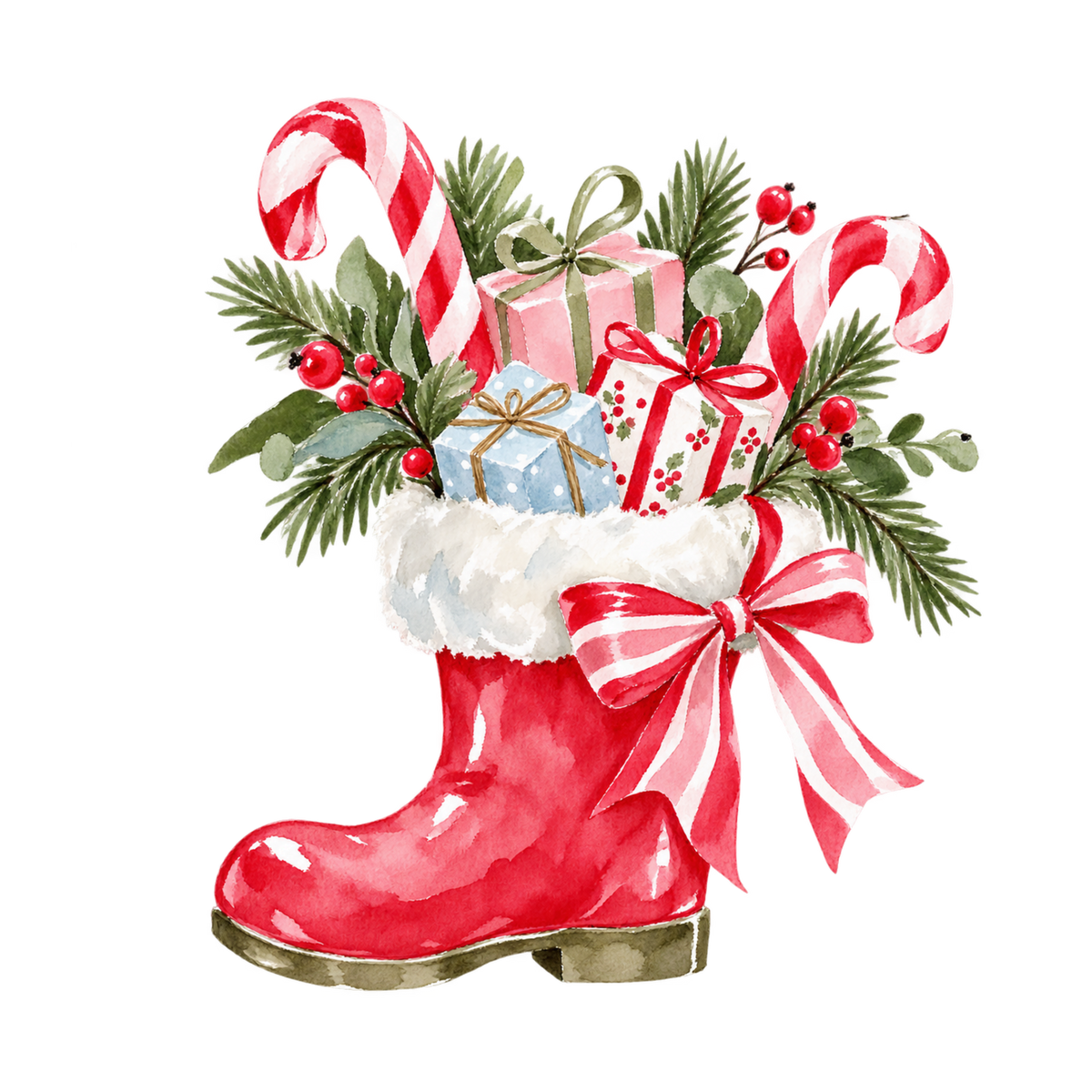 Cozy pink Christmas watercolor DTF transfer, pattern XMAS1493-1