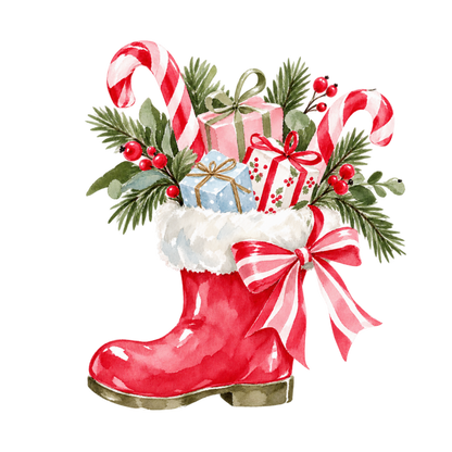 Cozy pink Christmas watercolor DTF transfer, pattern XMAS1493-1