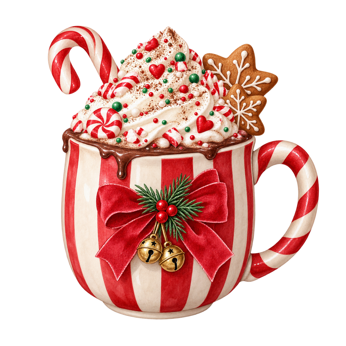Cozy pink Christmas watercolor DTF transfer, pattern XMAS1493-13