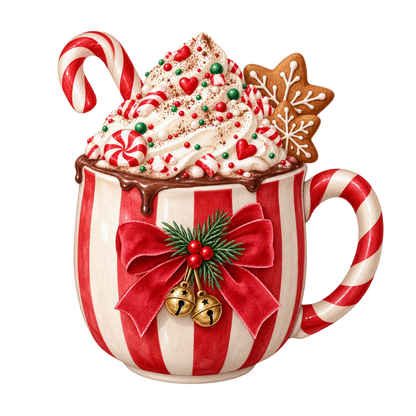 Cozy pink Christmas watercolor DTF transfer, pattern XMAS1493-13