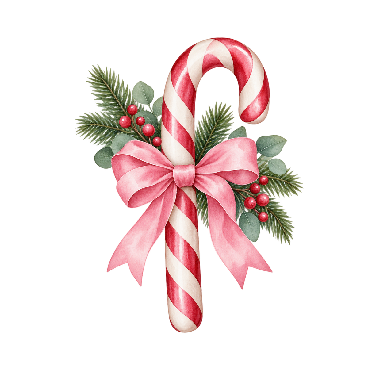 Cozy pink Christmas watercolor DTF transfer, pattern XMAS1493-14