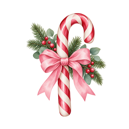 Cozy pink Christmas watercolor DTF transfer, pattern XMAS1493-14