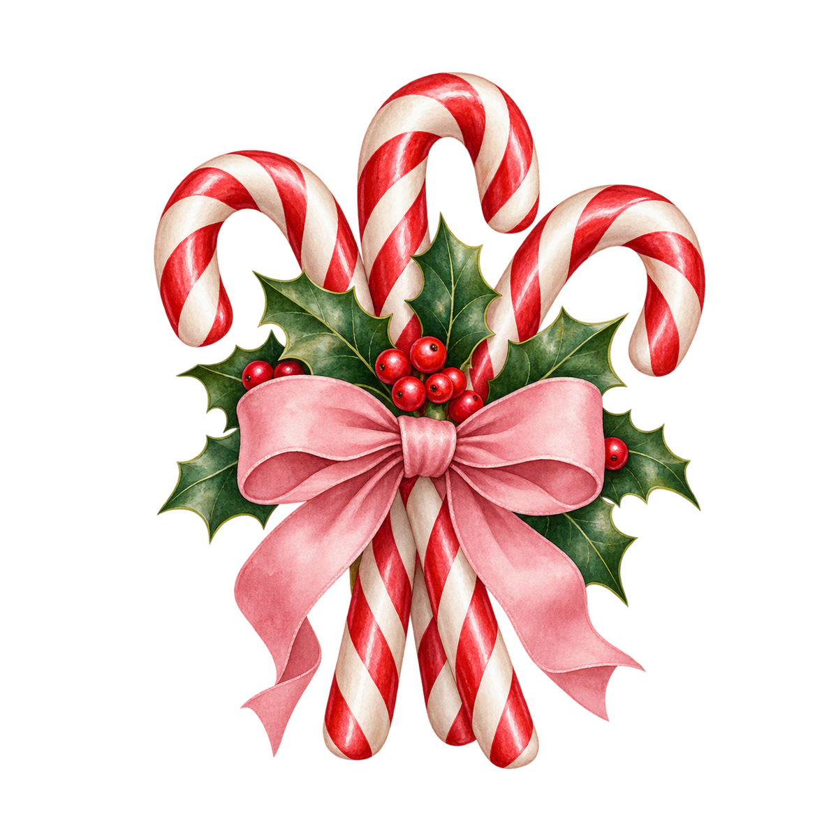 Cozy pink Christmas watercolor DTF transfer, pattern XMAS1493-15