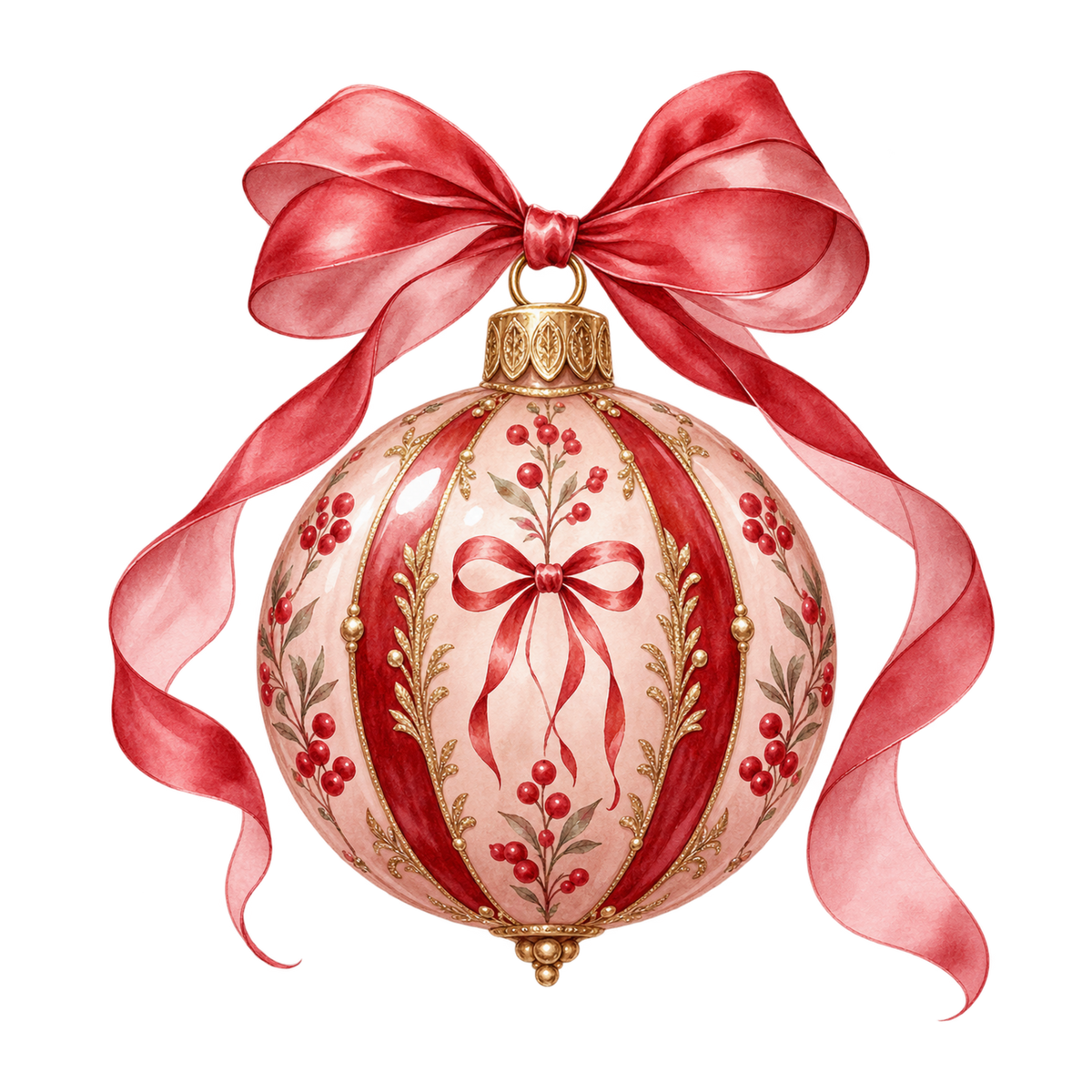Cozy pink Christmas watercolor DTF transfer, pattern XMAS1493-16