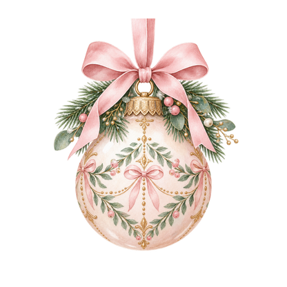 Cozy pink Christmas watercolor DTF transfer, pattern XMAS1493-17