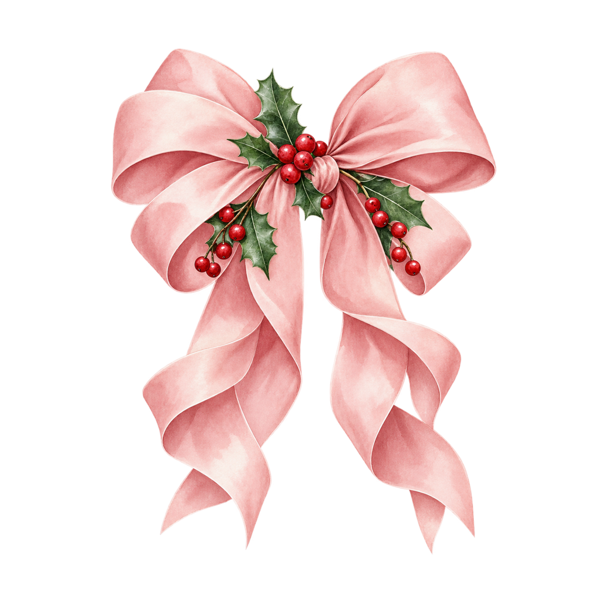 Cozy pink Christmas watercolor DTF transfer, pattern XMAS1493-25