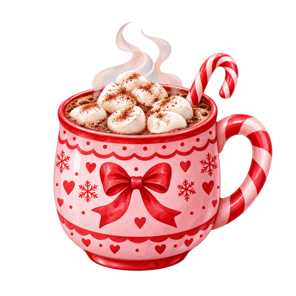 Cozy pink Christmas watercolor DTF transfer, pattern XMAS1493-26