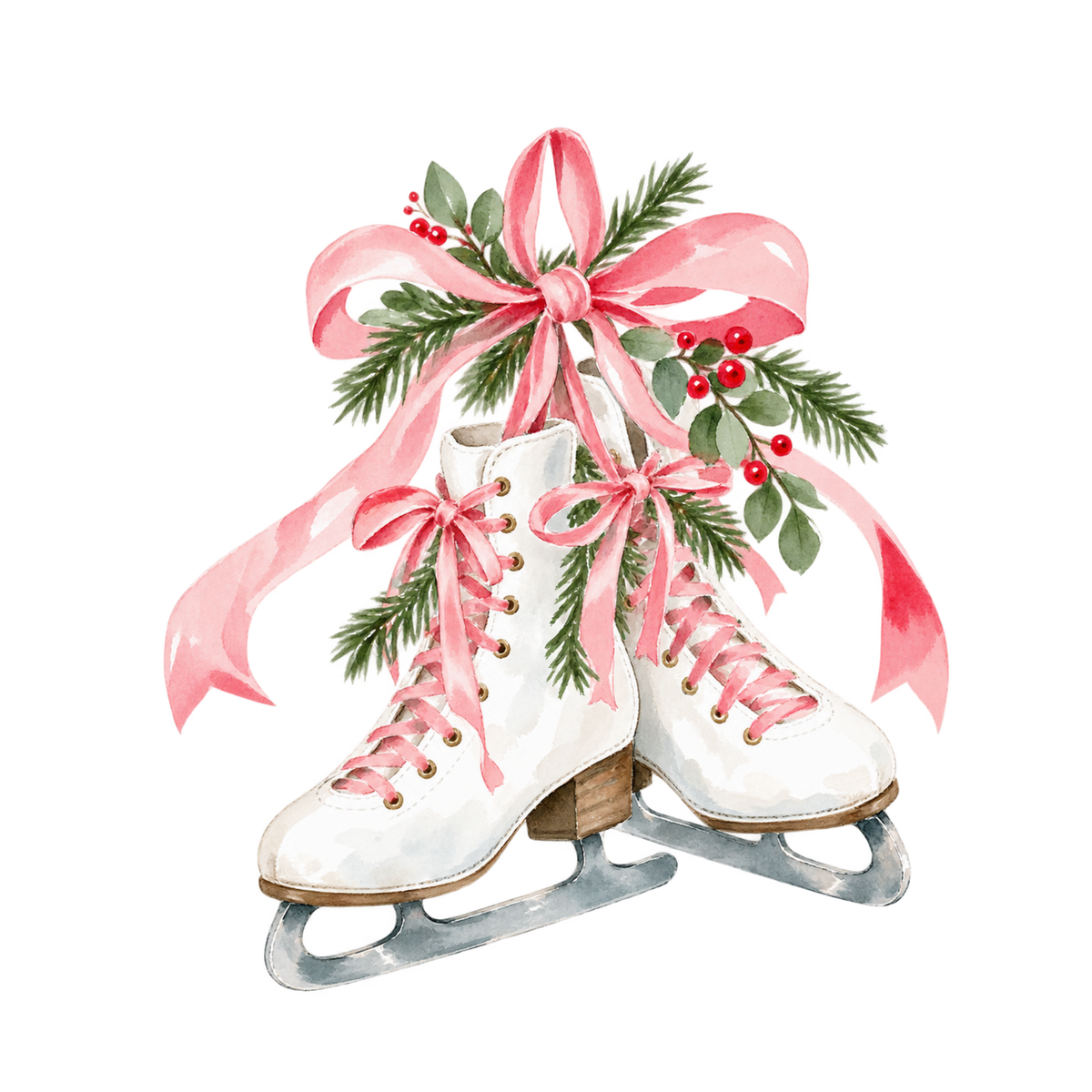 Cozy pink Christmas watercolor DTF transfer, pattern XMAS1493-28