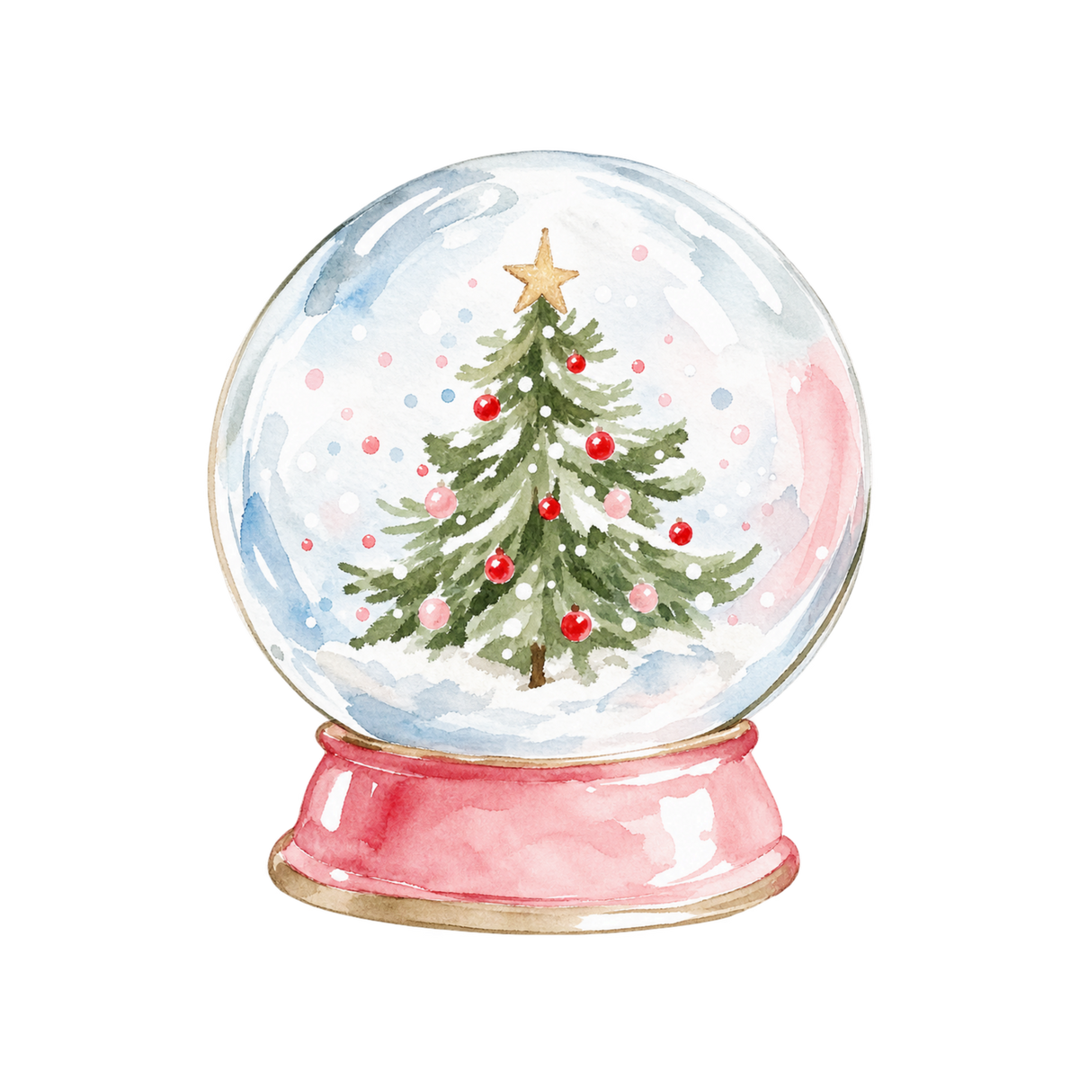 Cozy pink Christmas watercolor DTF transfer, pattern XMAS1493-29