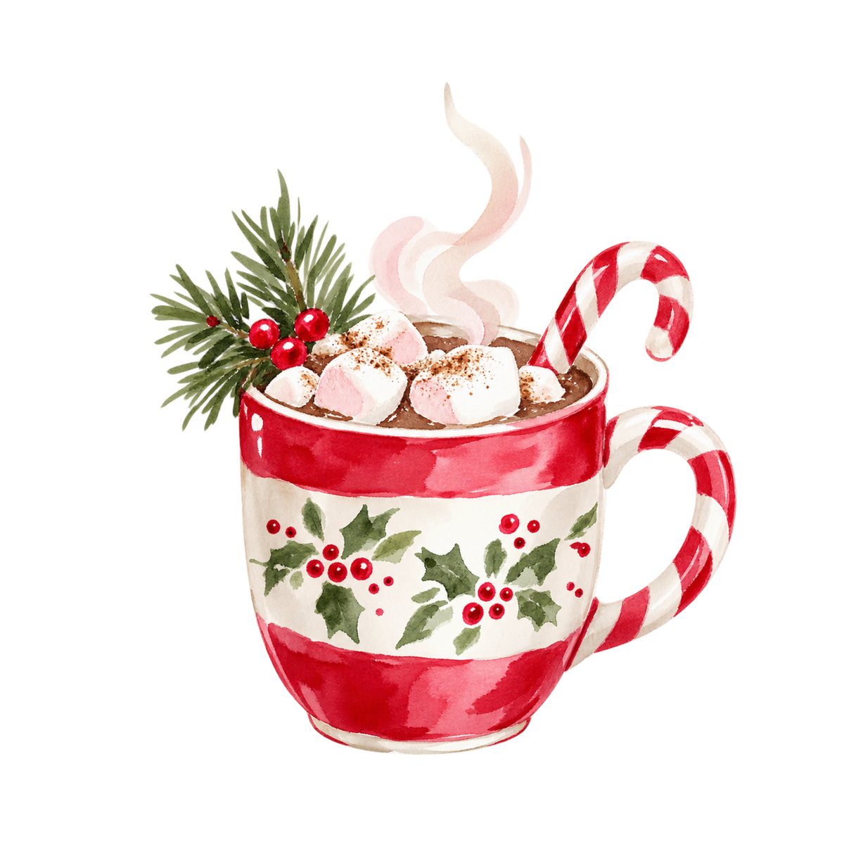 Cozy pink Christmas watercolor DTF transfer, pattern XMAS1493-9