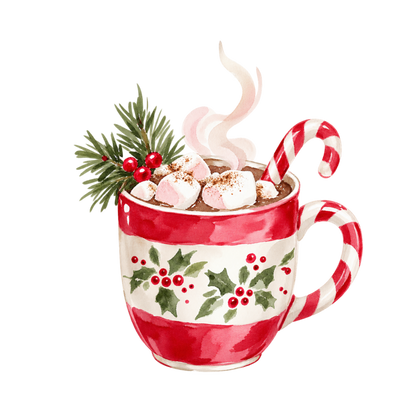 Cozy pink Christmas watercolor DTF transfer, pattern XMAS1493-9
