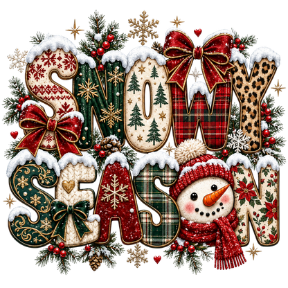 Cozy vintage Christmas illustration DTF transfer, pattern XMAS1494-15