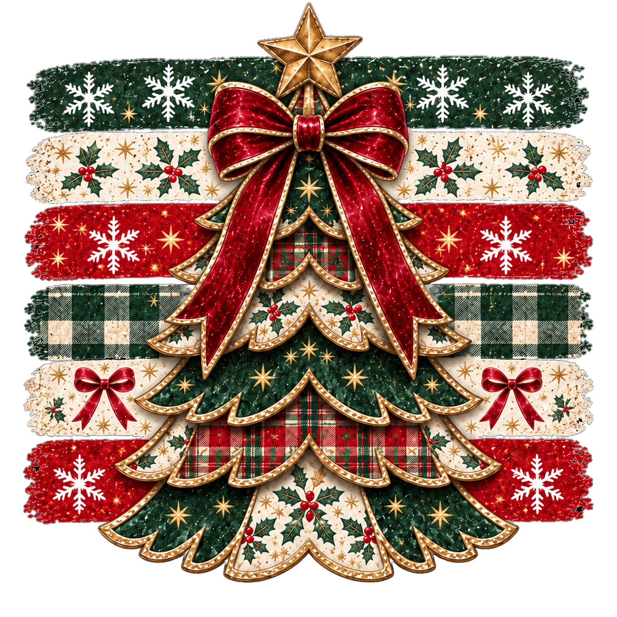 Cozy vintage Christmas illustration DTF transfer, pattern XMAS1494-17