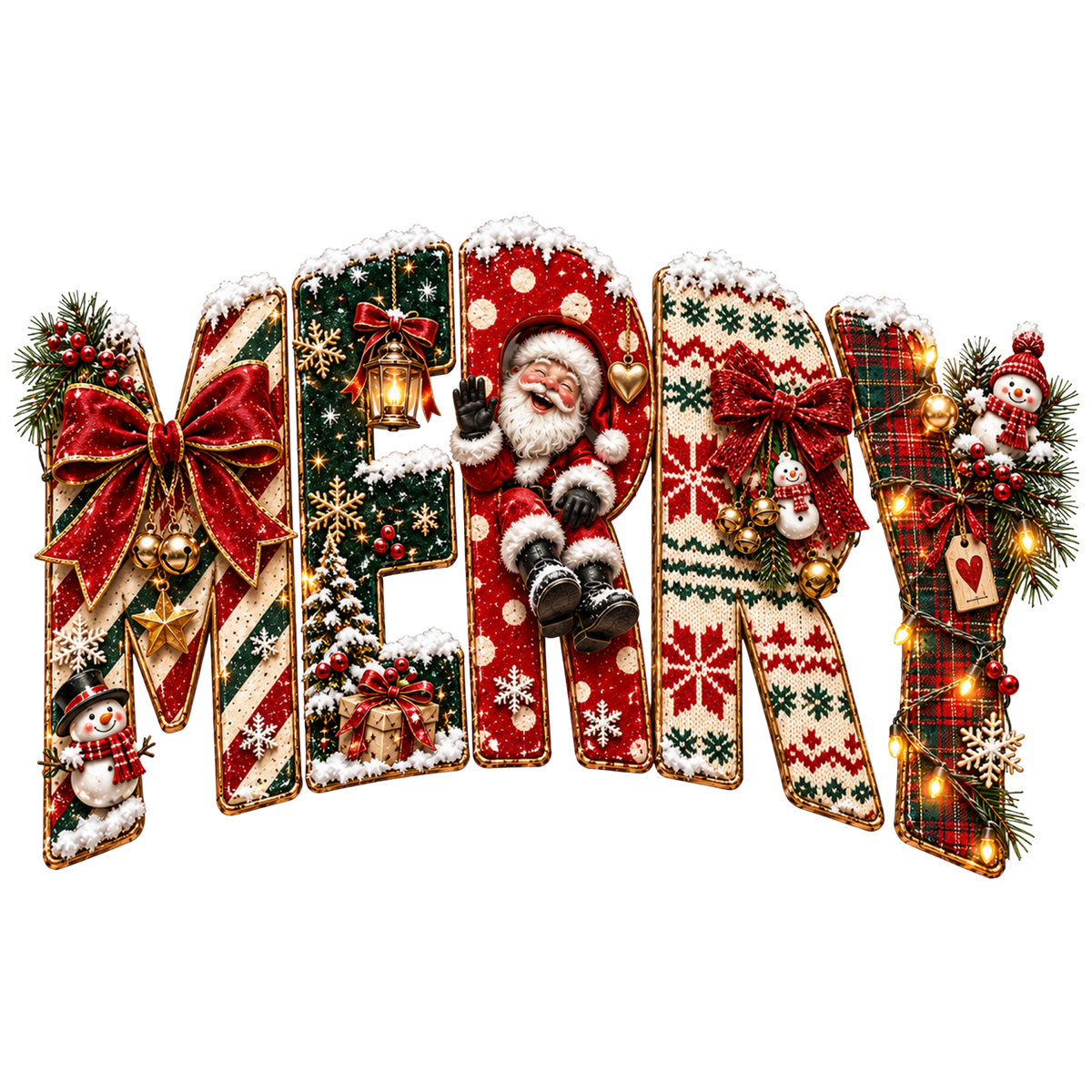 Cozy vintage Christmas illustration DTF transfer, pattern XMAS1494-2