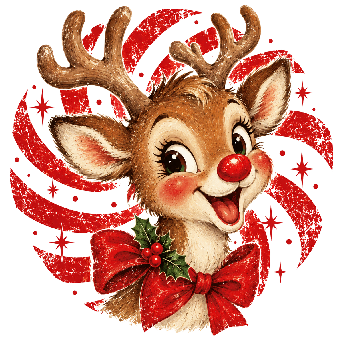 Cozy vintage Christmas illustration DTF transfer, pattern XMAS1494-9