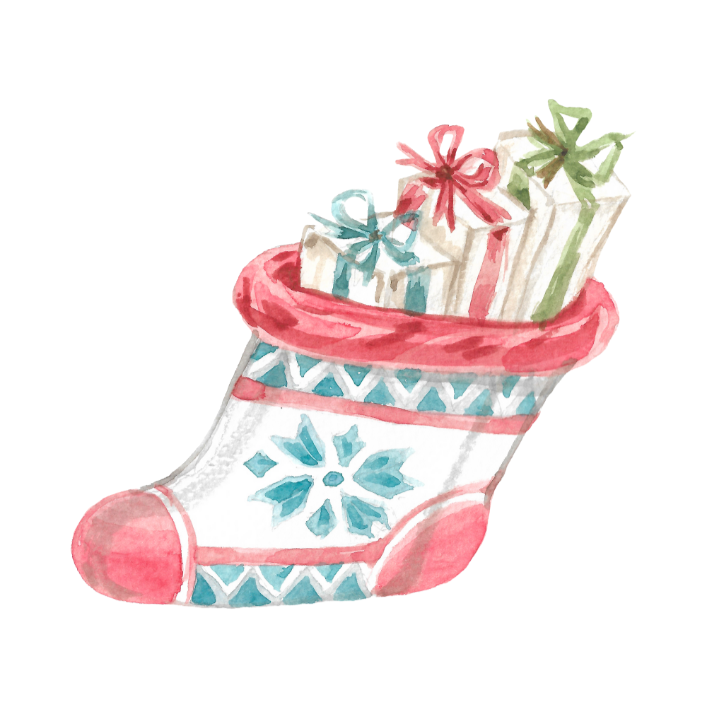 Cozy watercolor Christmas object DTF transfer, pattern XMAS1495-15