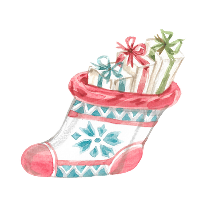 Cozy watercolor Christmas object DTF transfer, pattern XMAS1495-15