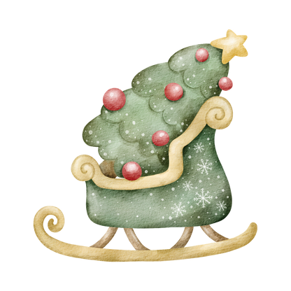 Cozy watercolor Christmas object DTF transfer, pattern XMAS1495-19