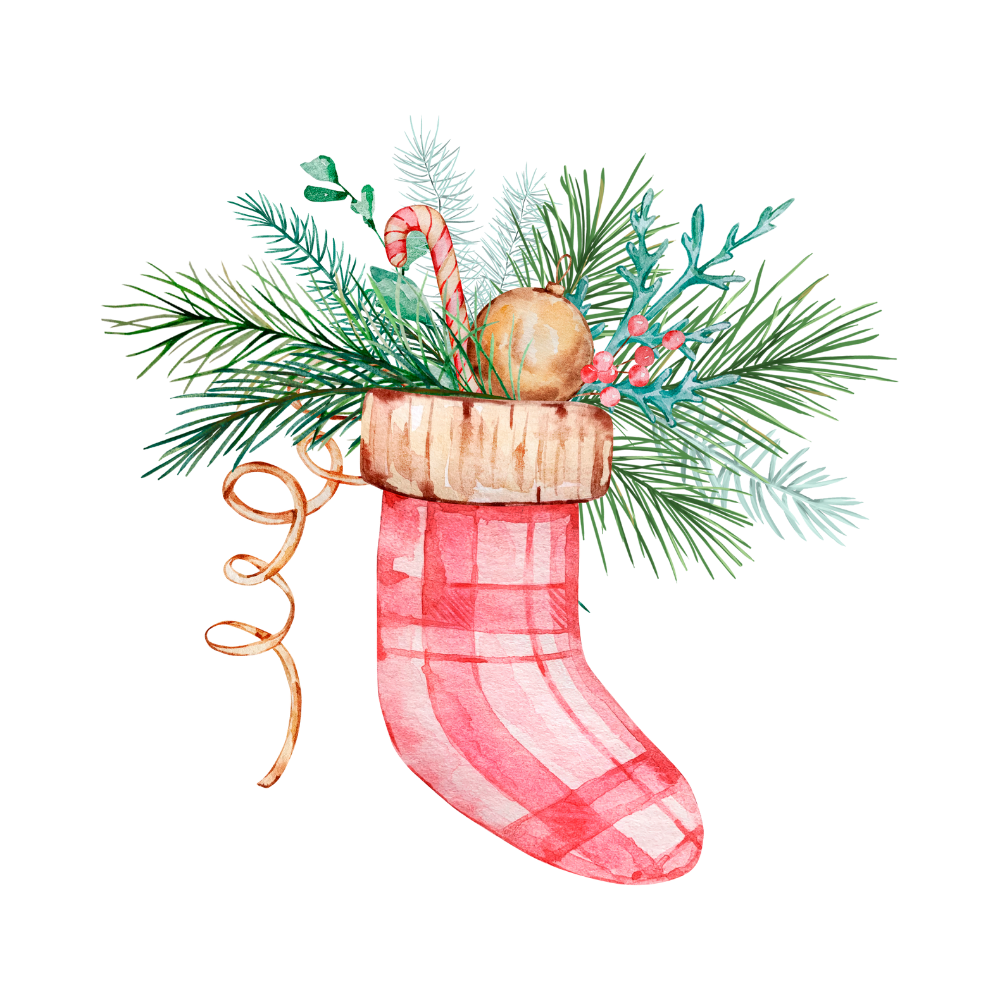 Cozy watercolor Christmas object DTF transfer, pattern XMAS1495-32