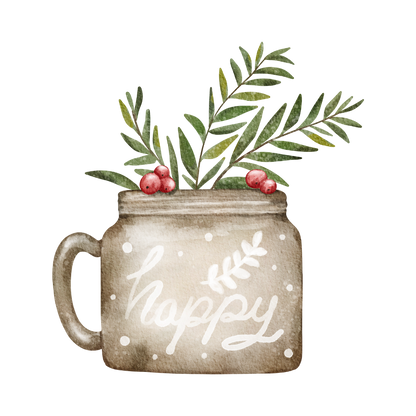 Cozy watercolor Christmas object DTF transfer, pattern XMAS1495-34