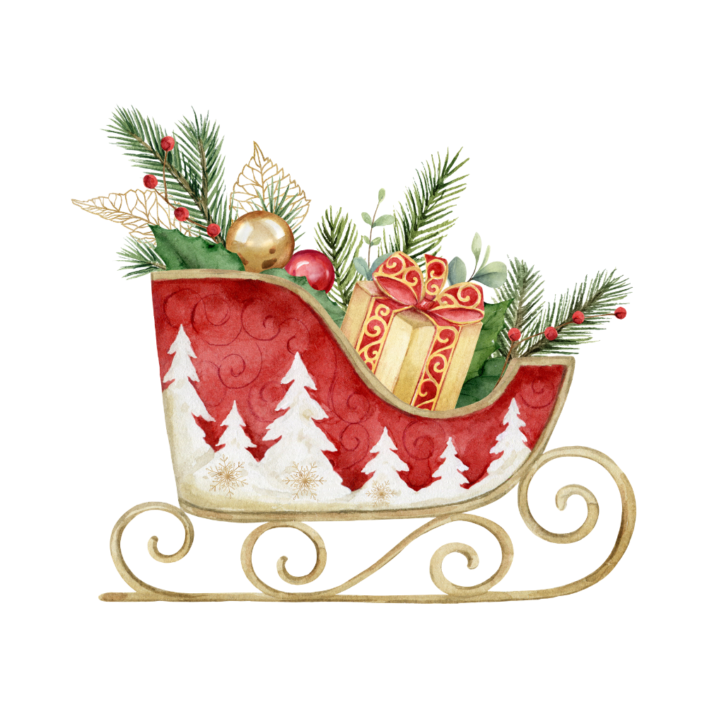 Cozy watercolor Christmas object DTF transfer, pattern XMAS1495-39