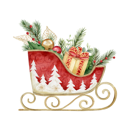 Cozy watercolor Christmas object DTF transfer, pattern XMAS1495-39