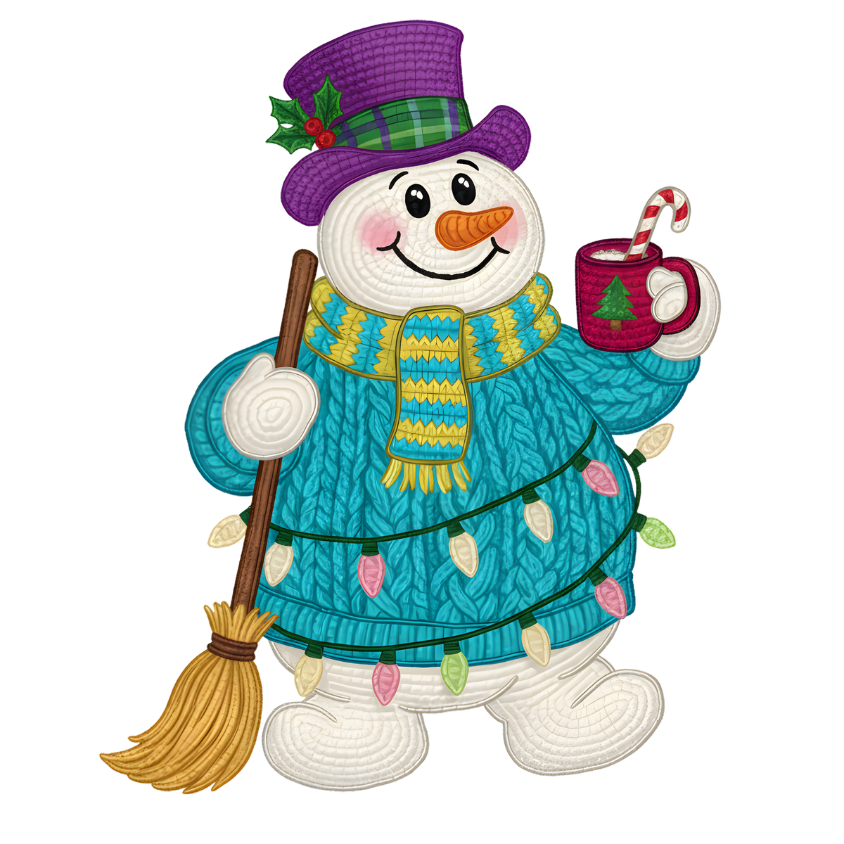Crochet-look Christmas character DTF transfer, pattern XMAS1497-14