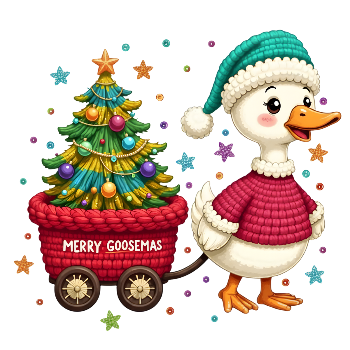 Crochet-look Christmas character DTF transfer, pattern XMAS1497-15