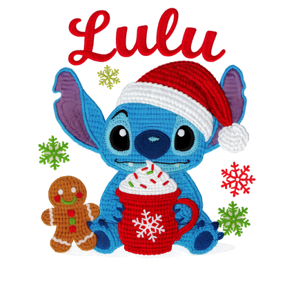 Crochet-look Christmas character DTF transfer, pattern XMAS1497-16