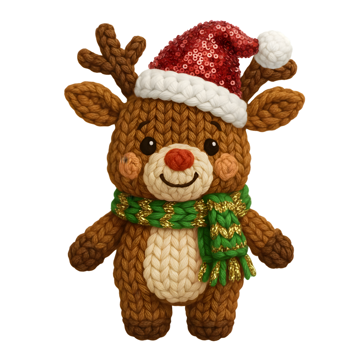 Crochet-look Christmas character DTF transfer, pattern XMAS1497-17