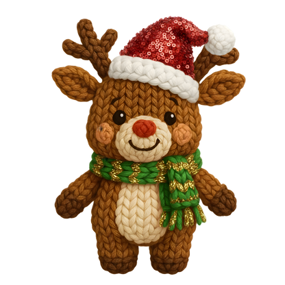 Crochet-look Christmas character DTF transfer, pattern XMAS1497-17