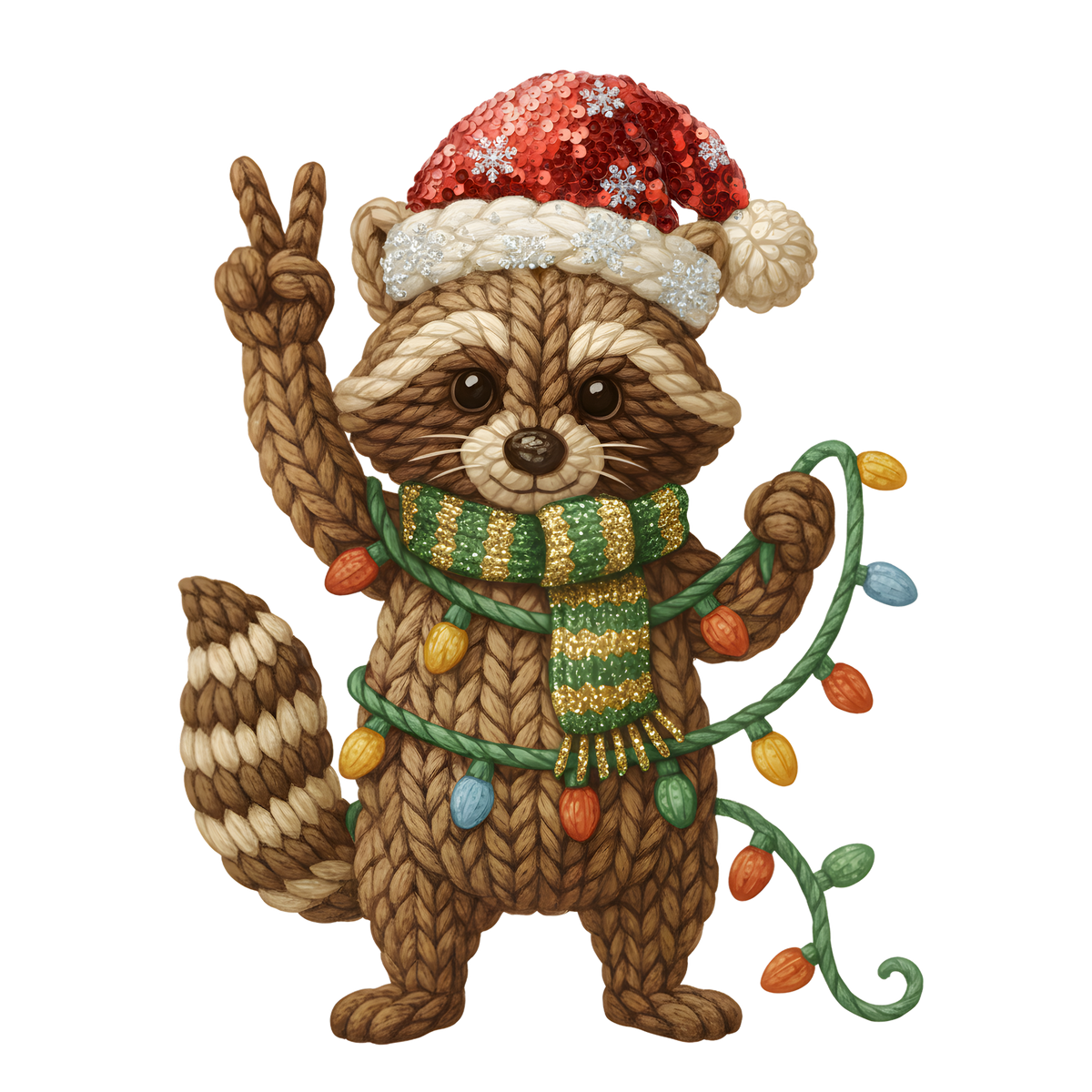 Crochet-look Christmas character DTF transfer, pattern XMAS1497-20