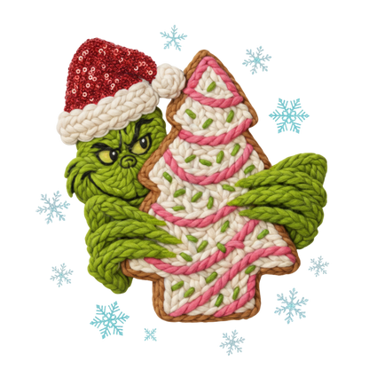 Crochet-look Christmas character DTF transfer, pattern XMAS1497-23