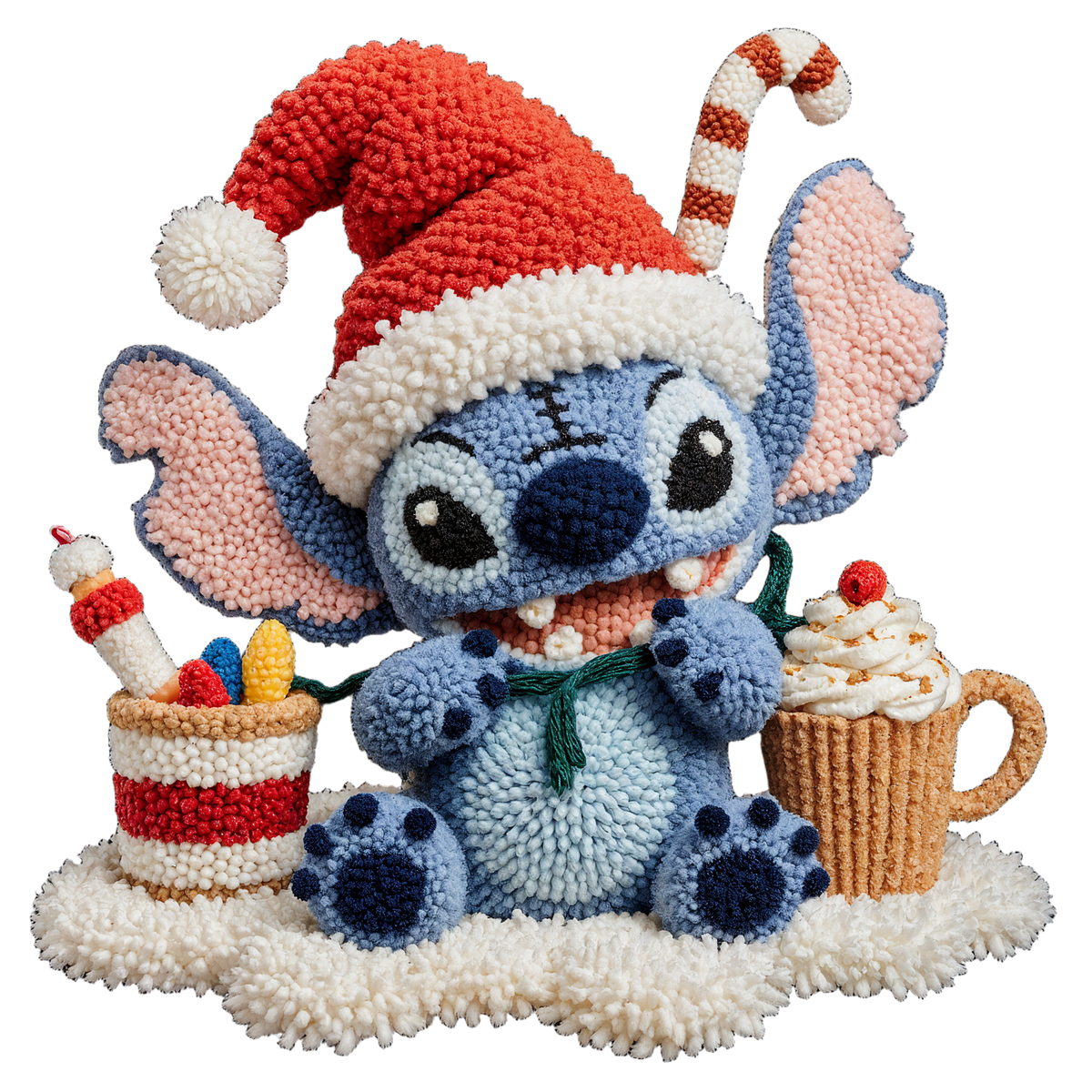 Crochet-look Christmas character DTF transfer, pattern XMAS1497-24