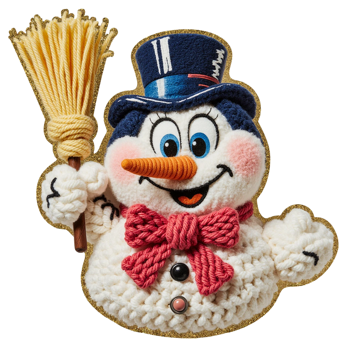 Crochet-look Christmas character DTF transfer, pattern XMAS1497-26